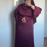 ROBE SATINÉE DRAPÉE [BORDEAUX]