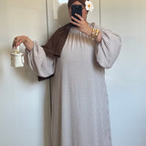 ROBE MANCHES BOUFFANTES VICHY [TAUPE]