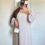 ROBE MANCHES BOUFFANTES VICHY [TAUPE]
