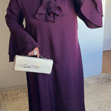 ROBE COL VOLANT [AUBERGINE]