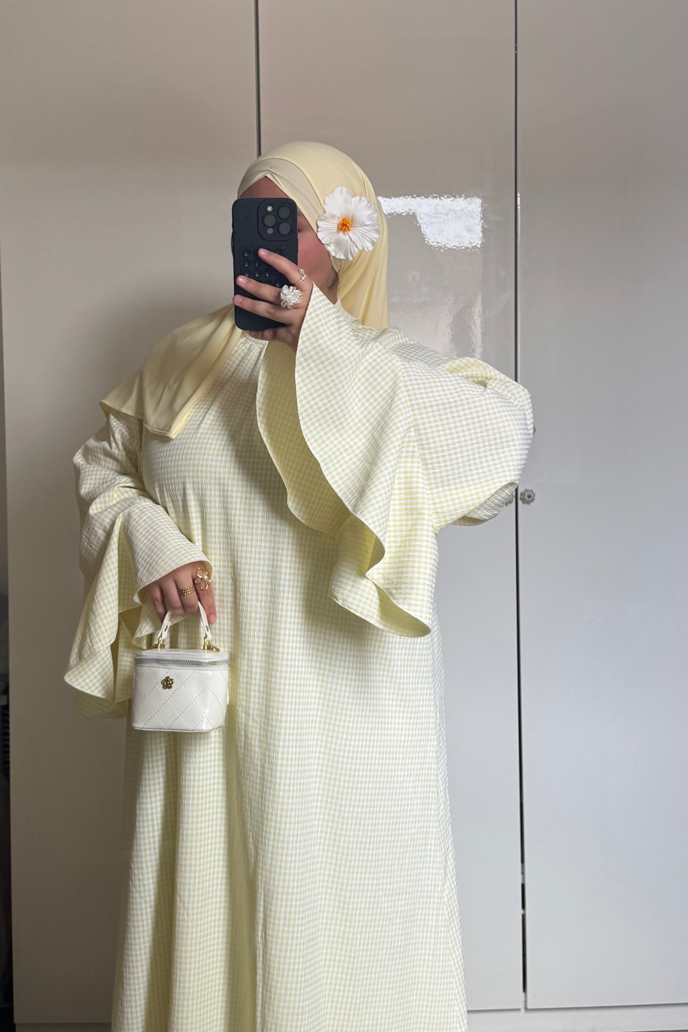 ROBE À VOLANT VICHY [JAUNE]