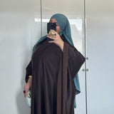 ABAYA PAPILLON SATIN & MOUSSELINE [MARRON CHOCOLAT]