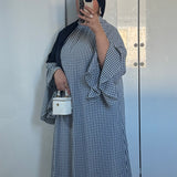 ROBE À VOLANT VICHY [BLEU MARINE]