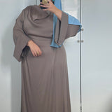 ROBE SATINÉE DRAPÉE [TAUPE]