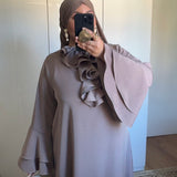 ROBE COL VOLANT [TAUPE]