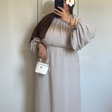 ROBE MANCHES BOUFFANTES VICHY [TAUPE]
