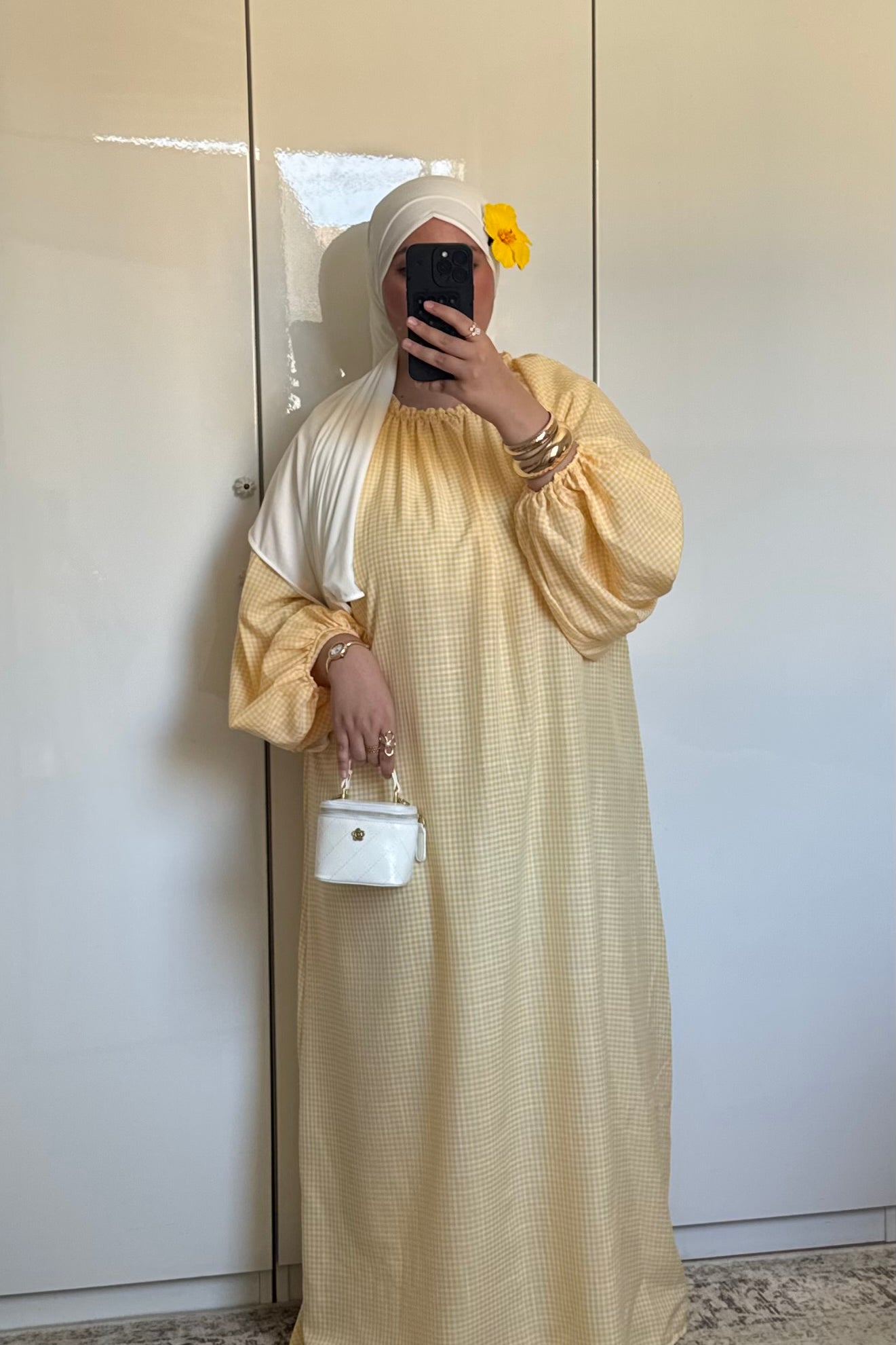 ROBE MANCHES BOUFFANTES VICHY [JAUNE]