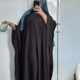 ABAYA PAPILLON SATIN & MOUSSELINE [MARRON CHOCOLAT]