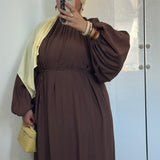 ROBE MANCHE BOUFFANTES [MARRON CHOCOLAT]