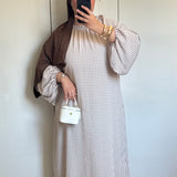ROBE MANCHES BOUFFANTES VICHY [TAUPE]