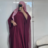 ABAYA PAPILLON SATIN & MOUSSELINE [BORDEAUX]