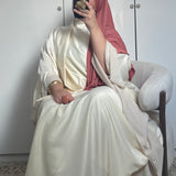 ABAYA PAPILLON SATIN & MOUSSELINE [IVOIRE]
