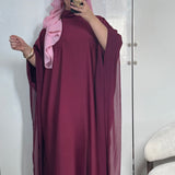 ABAYA PAPILLON SATIN & MOUSSELINE [BORDEAUX]