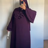 ROBE COL VOLANT [AUBERGINE]