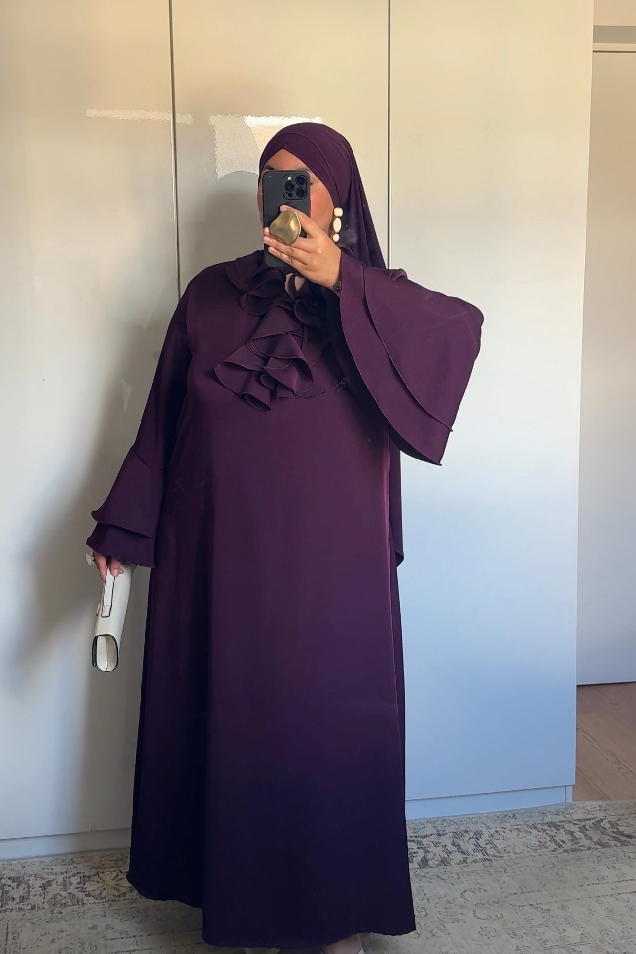 ROBE COL VOLANT [AUBERGINE]