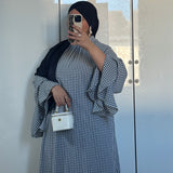 ROBE À VOLANT VICHY [BLEU MARINE]