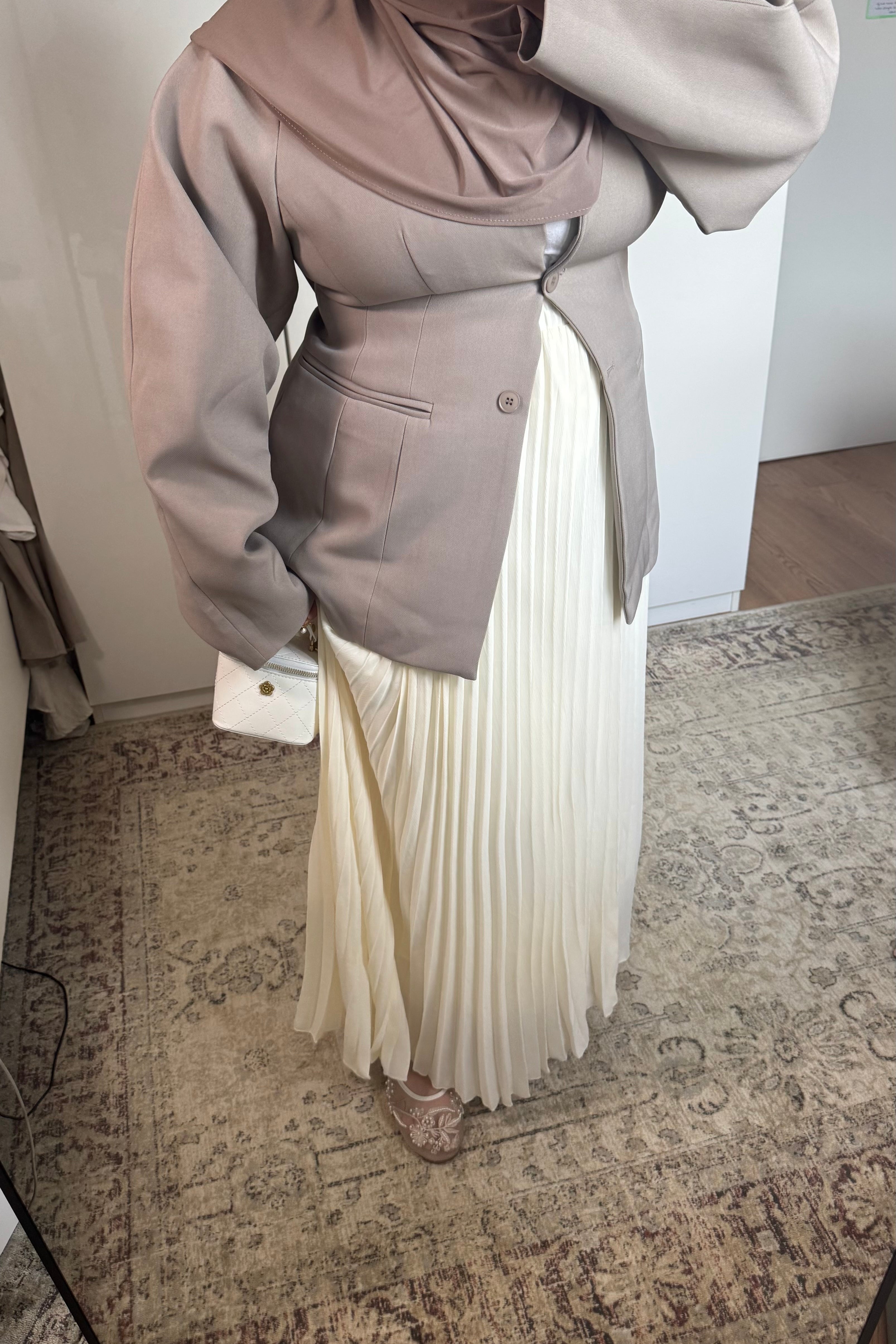 BLAZER CINTRÉ MANCHE BALLON [TAUPE]