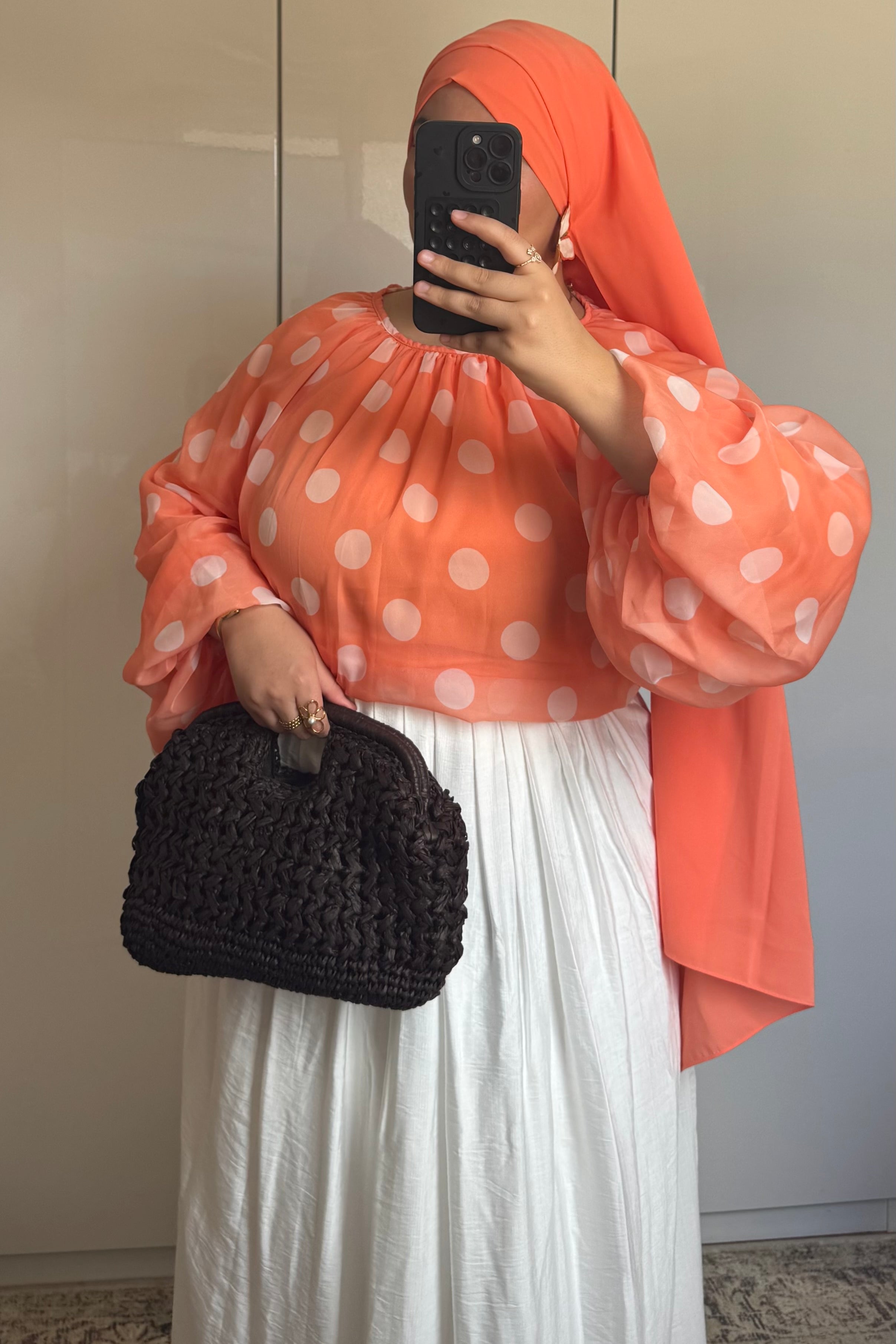 CHEMISIER À PETIT POIS [ORANGE]