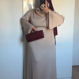 ROBE SATINÉE DRAPÉE [BEIGE]