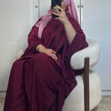 ABAYA PAPILLON SATIN & MOUSSELINE [BORDEAUX]