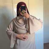 ROBE SATINÉE DRAPÉE [BEIGE]