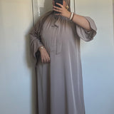 ROBE COL À NOEUD [TAUPE]