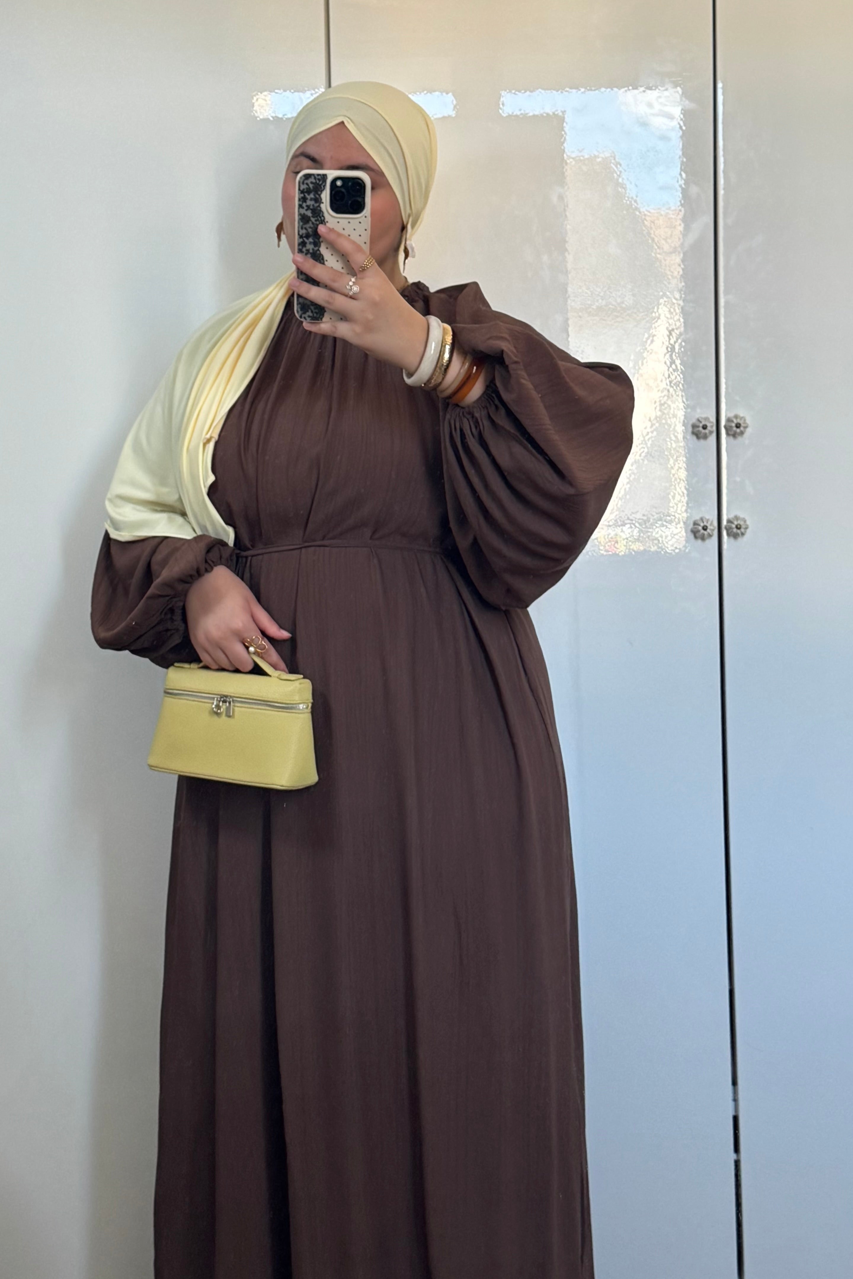 ROBE MANCHE BOUFFANTES [MARRON CHOCOLAT]