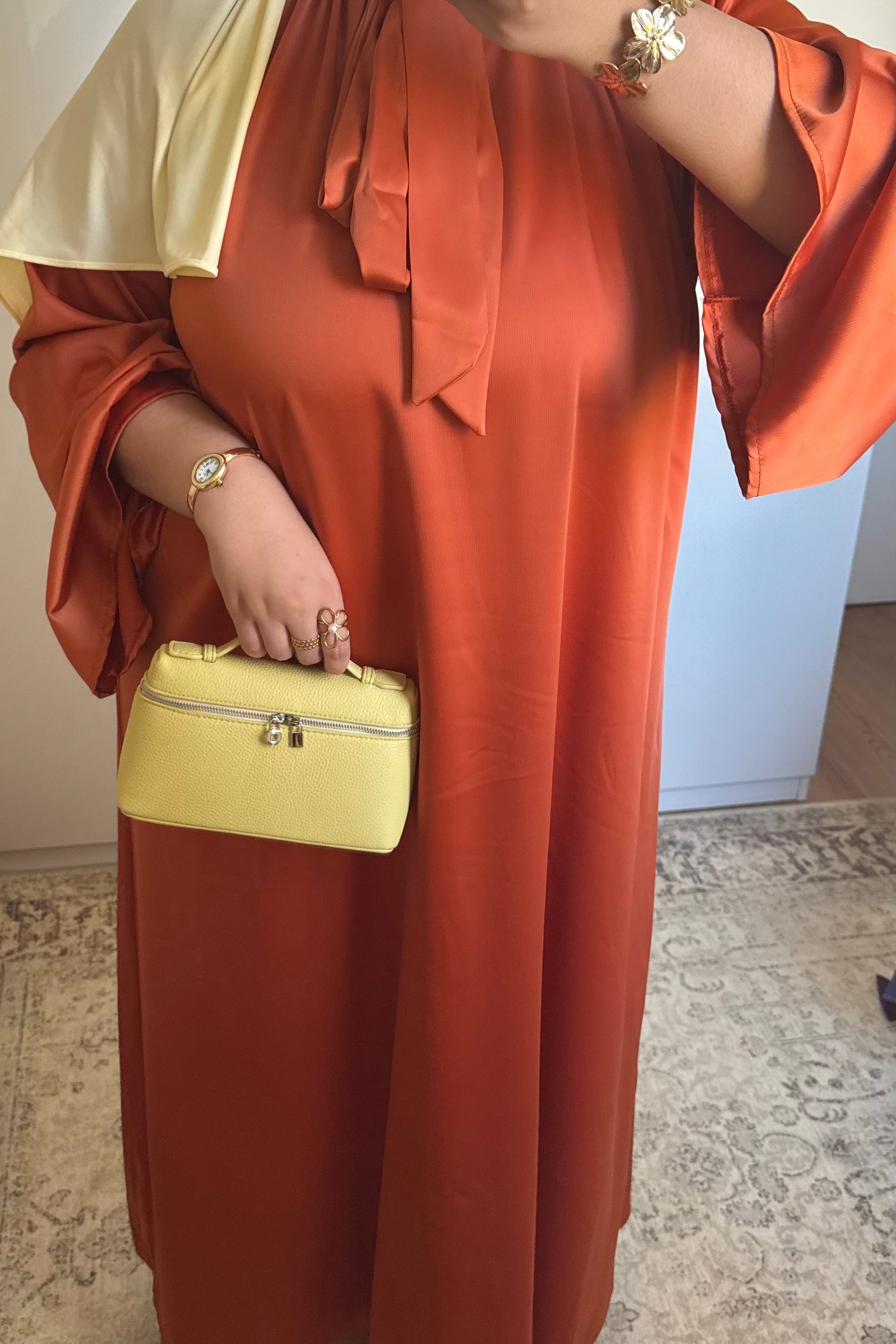 ROBE COL À NOEUD [ORANGE]