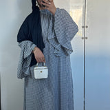 ROBE À VOLANT VICHY [BLEU MARINE]