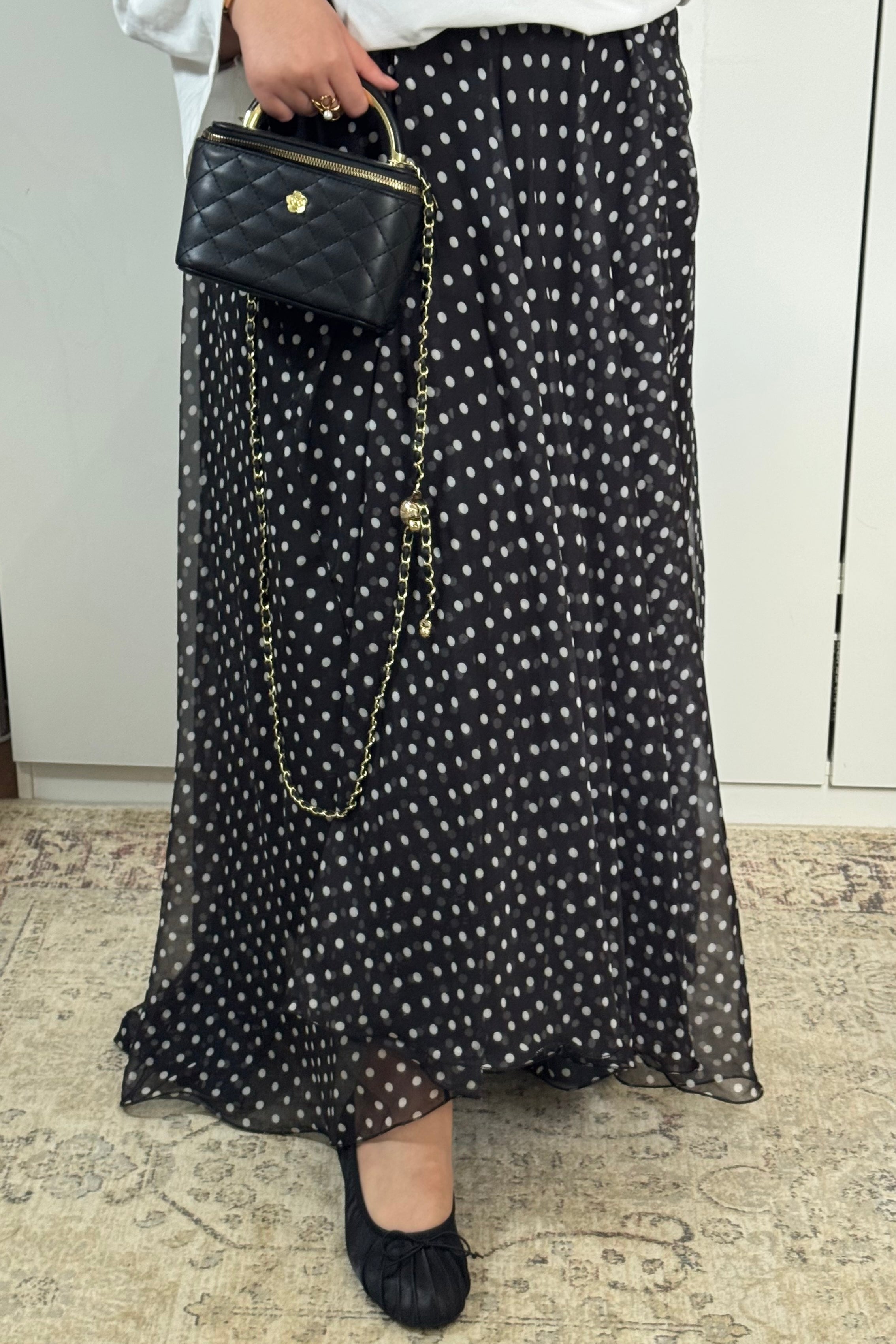 JUPE À POIS MOUSSELINE [NOIR]