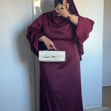 ROBE SATINÉE DRAPÉE [BORDEAUX]
