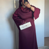 ROBE SATINÉE DRAPÉE [BORDEAUX]