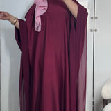 ABAYA PAPILLON SATIN & MOUSSELINE [BORDEAUX]