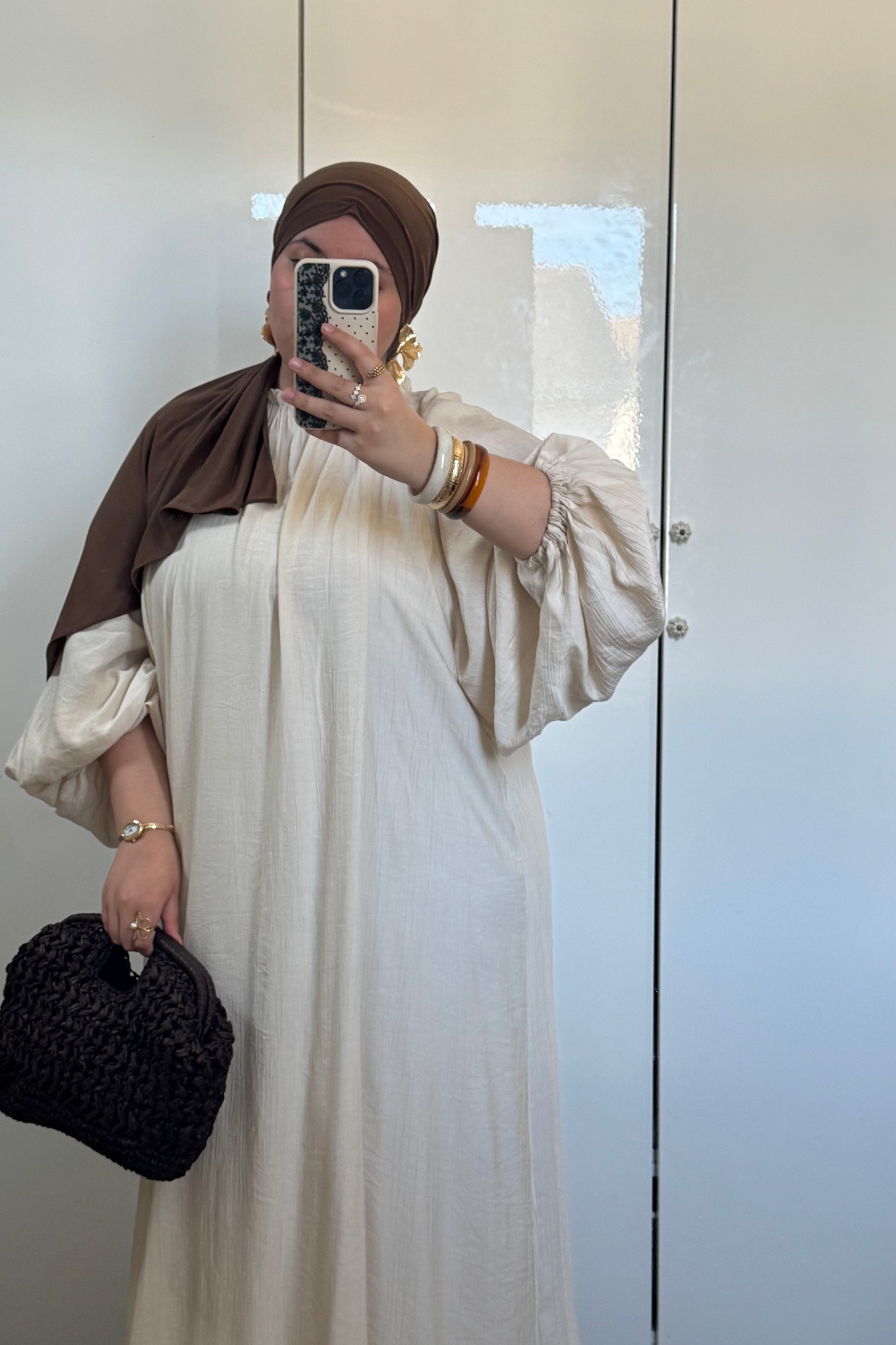 ROBE MANCHE BOUFFANTES [BEIGE]