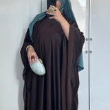 ABAYA PAPILLON SATIN & MOUSSELINE [MARRON CHOCOLAT]