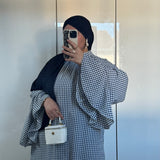 ROBE À VOLANT VICHY [BLEU MARINE]