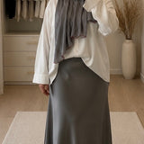 JUPE SATIN [GRIS ANTHRACITE]
