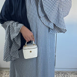 ROBE À VOLANT VICHY [BLEU MARINE]