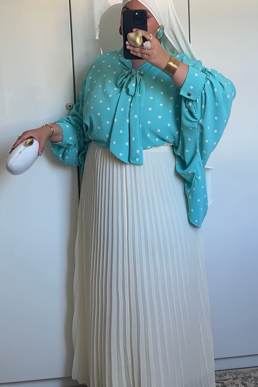 CHEMISIER À POIS [TURQUOISE]
