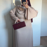 ROBE SATINÉE DRAPÉE [BEIGE]