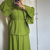 ENSEMBLE À VOLANT [VERT OLIVE]