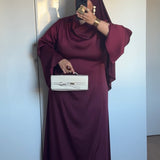 ROBE SATINÉE DRAPÉE [BORDEAUX]