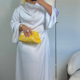 ROBE SATINÉE DRAPÉE [BLANCHE]