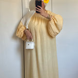 ROBE MANCHES BOUFFANTES VICHY [JAUNE]