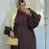 ROBE MANCHE BOUFFANTES [MARRON CHOCOLAT]