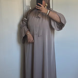 ROBE COL À NOEUD [TAUPE]