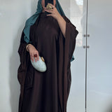 ABAYA PAPILLON SATIN & MOUSSELINE [MARRON CHOCOLAT]