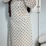 ENSEMBLE À POIS [BLANC CASSÉ & MARRON ]