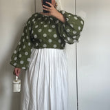 CHEMISIER À PETIT POIS [VERT OLIVE]