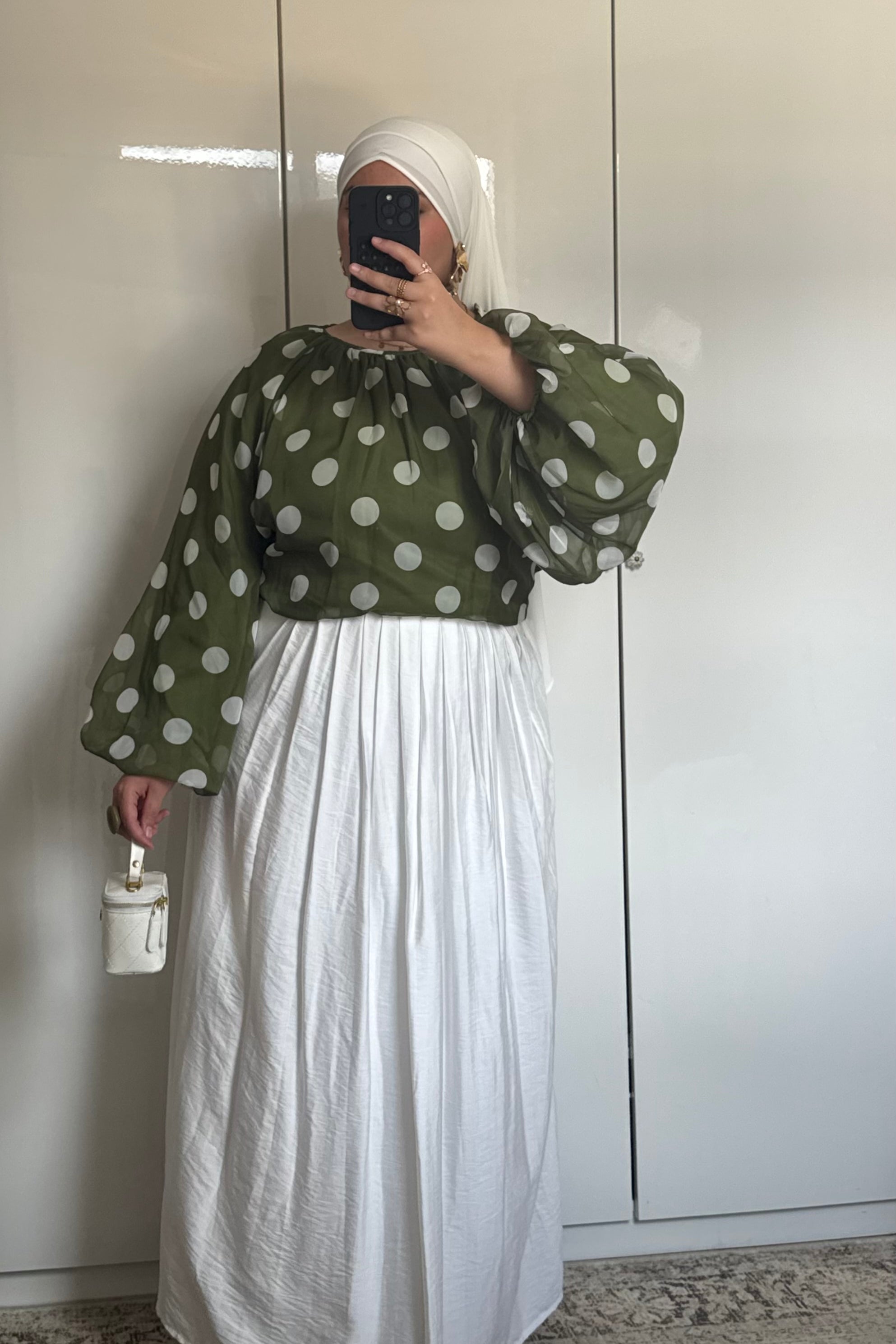 CHEMISIER À PETIT POIS [VERT OLIVE]